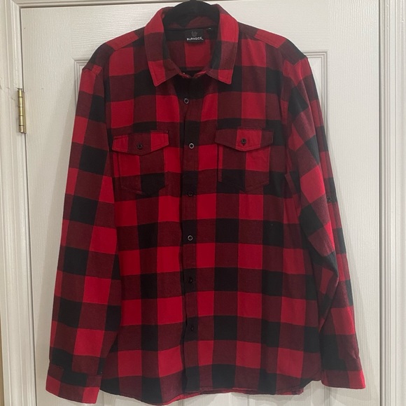 burnside Other - Red & Black Plaid Flannel with HBIC on Back